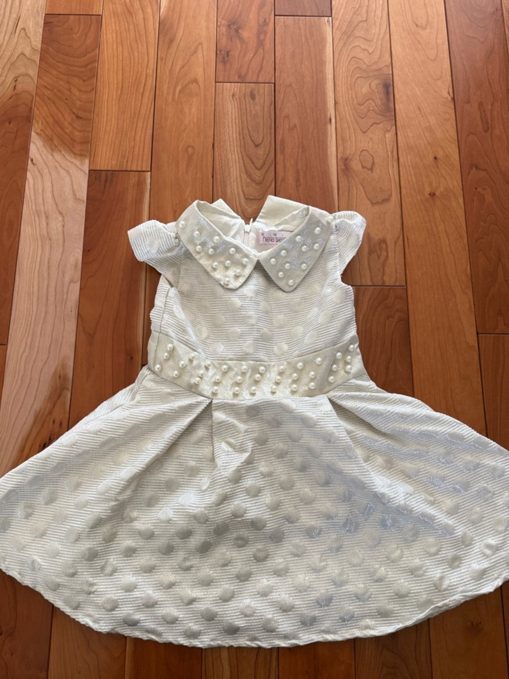 Girls White Pearl-Embellished Dress Size 3T